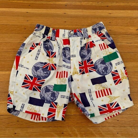 Snoopy Peanuts Vintage 80s World Flag Globe Shorts - Picture 1 of 5